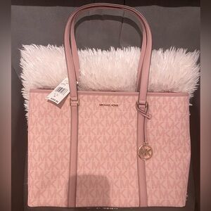 NWT MICHAEL KORS Sady Signature Large Top Zip Tote Shoulder Purse BALLET PINK